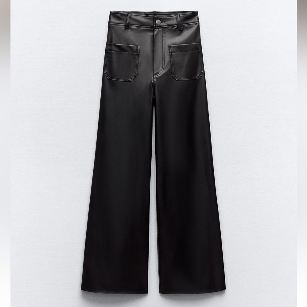 Zara Black Marine Faux Leather Pants
